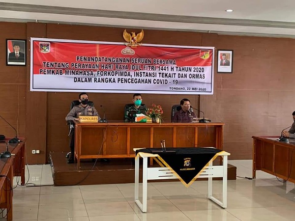 Penandatanganan Seruan Bersama Perayaan Hari Raya Idul Fitri di Minahasa