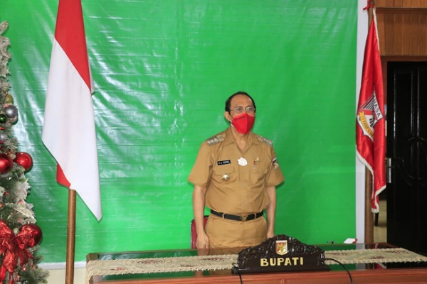 Bupati ROR Ikuti Penyerahan DIPA dan Buku daftar Alokasi Transfer ke Daerah Dan Dana Desa Tahun 2021 Oleh Presiden