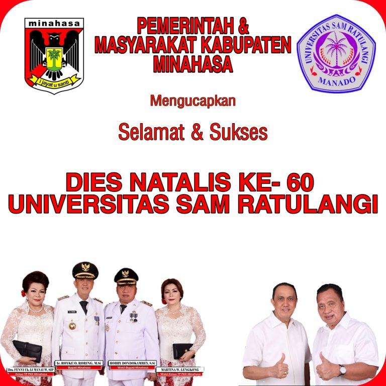 Pemerintah & Masyarakat Kabupaten Minahasa Ucapkan Selamat & Sukses Dies Natalis Ke- 60 Unsrat