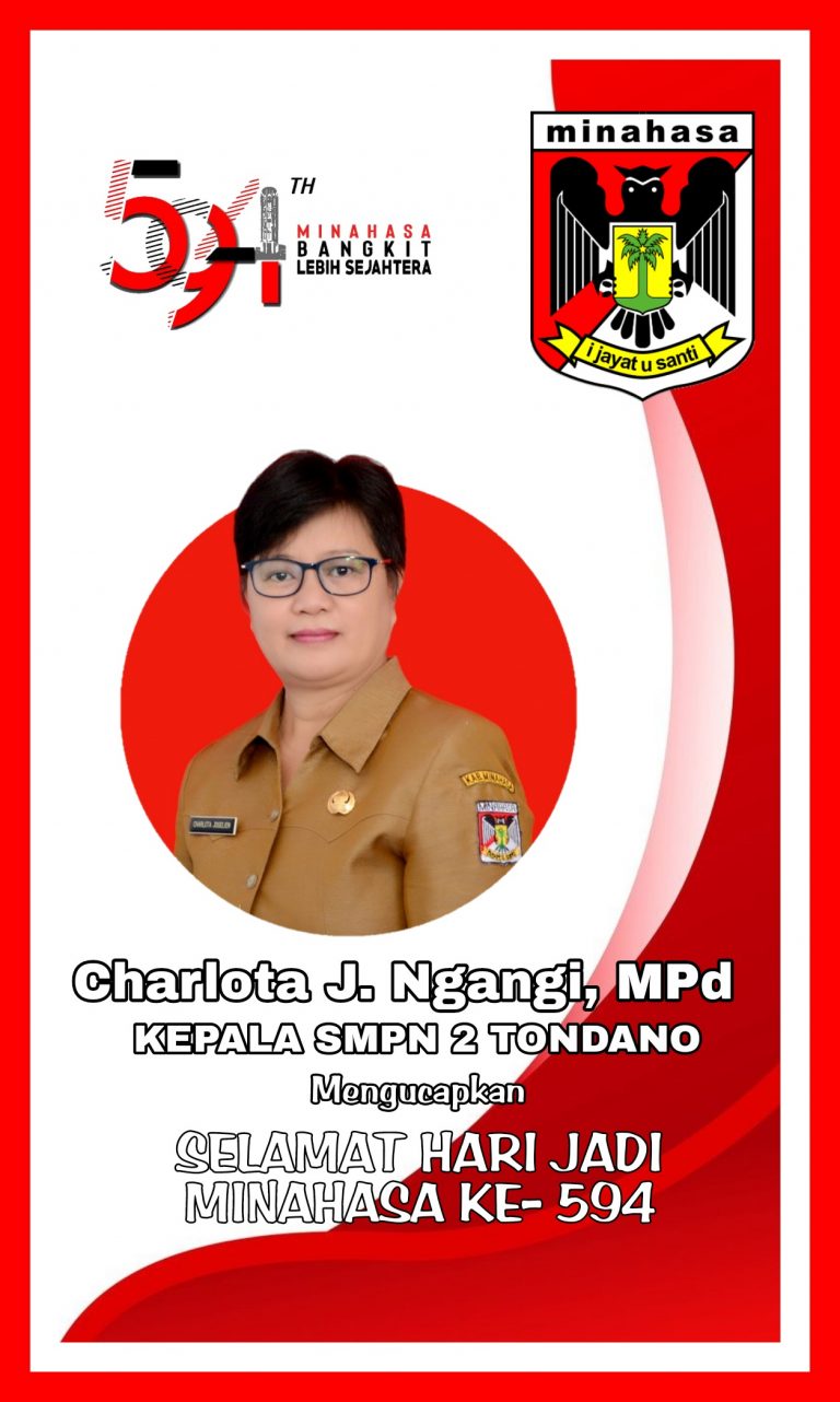 Charlota J. Ngangi MPd, Kepala SMPN 2 Tondano Mengucapkan, Selamat Hari Jadi Minahasa Ke- 594