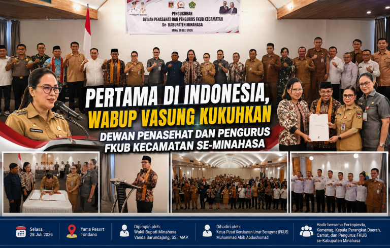 Pertama di Indonesia, Wabup VaSung Kukuhkan Dewan Penasehat dan Pengurus FKUB Kecamatan se-Minahasa