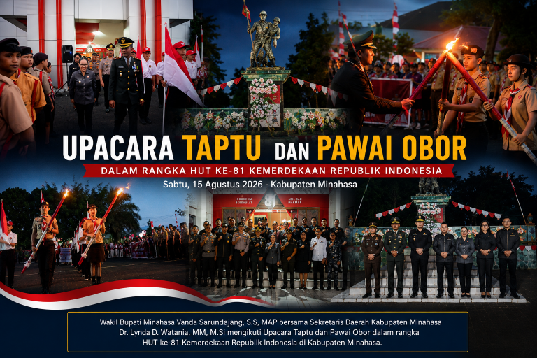 Wabup Vanda Ikuti Upacara Taptu dan Pawai Obor HUT ke-81 Kemerdekaan RI