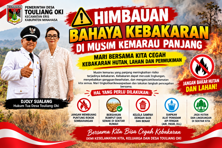Sebanyak 6 Rumah Ludes Terbakar, Hukum Tua Desa Touliang Oki Keluarkan Peringatan di Musim Kemarau