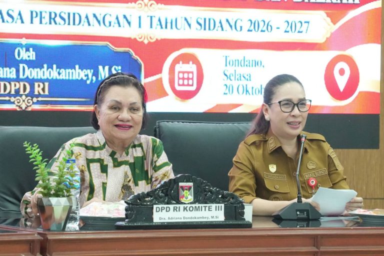 WABUP VANDA SARUNDAJANG TERIMA KUNJUNGAN KERJA ANGGOTA DPD RI ADRIANA DONDOKAMBEY